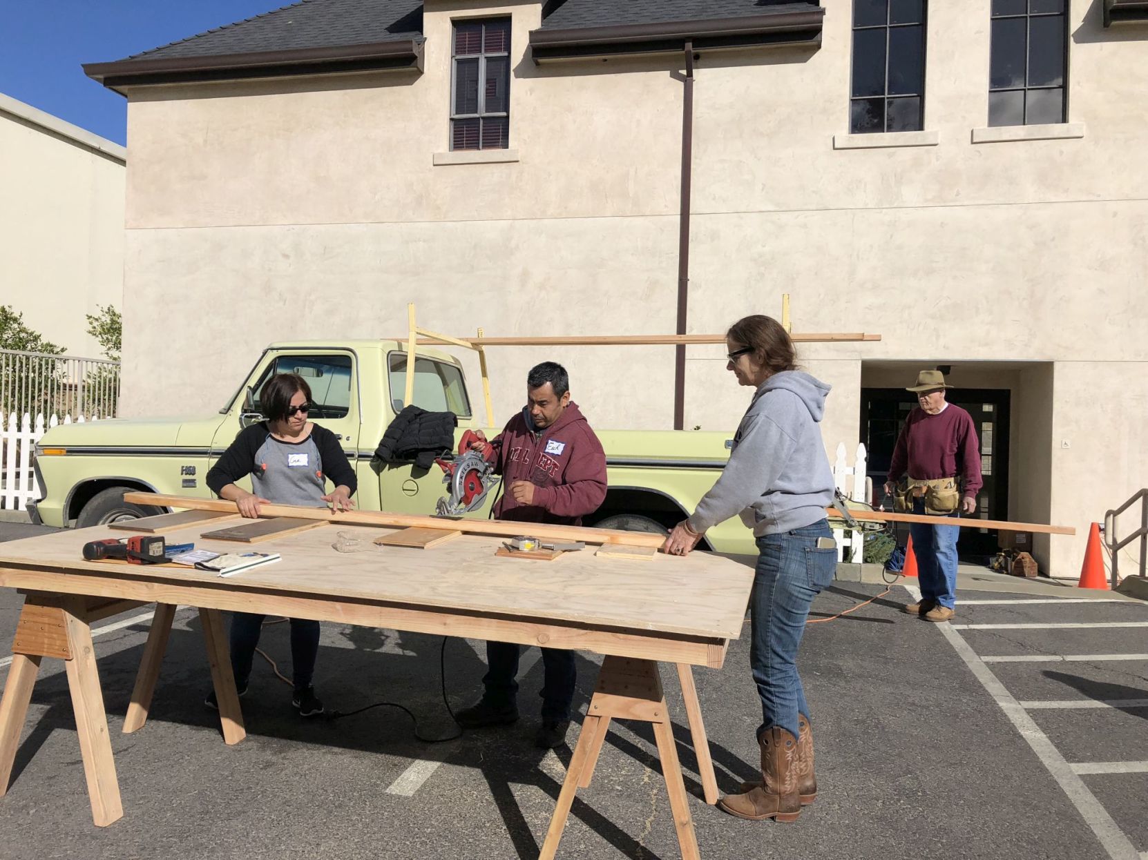 Sawing wood
